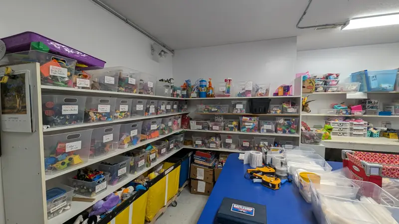 The sorting room where volunteers price donations